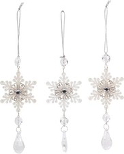 Kurt Adler Snowflake Drop Christmas Ornaments 3 Assorted