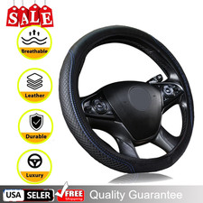 15 Leather Car Auto Steering Wheel Cover For Good Grip Accessories Black- Blue