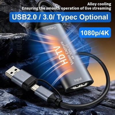 1080p USB 2.0 3.0 HDMI Video Capture Card Type C Game Record Live Streaming Box