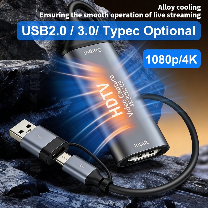 1080p USB 2.0 3.0 HDMI Video Capture Card Type C Game Record Live Streaming Box