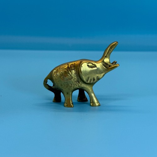 Vintage 3er Set massive Messing Elefanten Figuren geätzt Design goldfarben Safari Deko - Bild 16 von 20