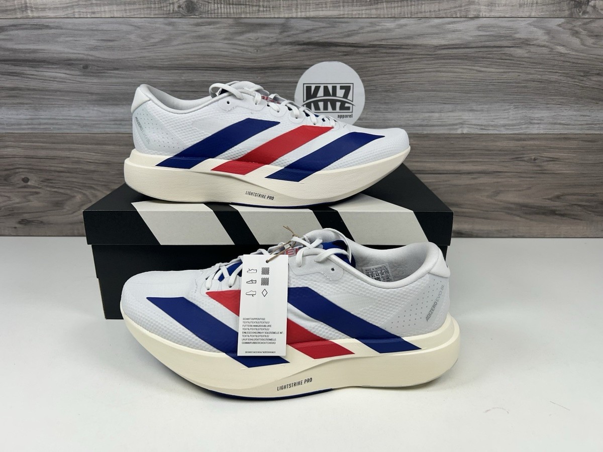 Adidas ADIZERO EVO SL Woven White Ruby Red Blue (KK3719) Authentic