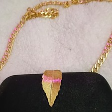 Black Clutch Bag with Gold Leaf Clasp and Chain