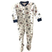 Carter's Vintage Airplanes Print Fleece Footed Zip Up Pajama Sleeper Sz 3T