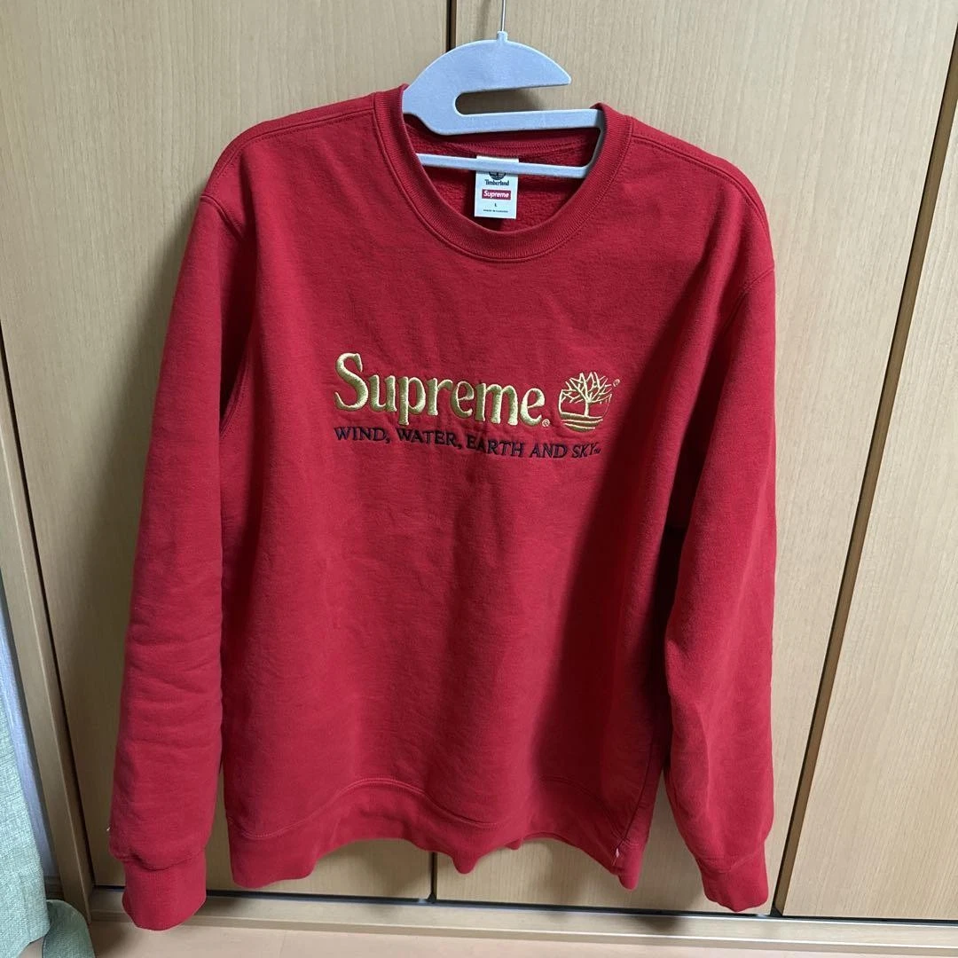Sweat rouge Supreme homme L Timberland Collaboration emblématique streetwear rare LTD