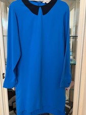 Women's Stella McCartney Long Sleeve Dress Size 6 Blue Black Bow Collar