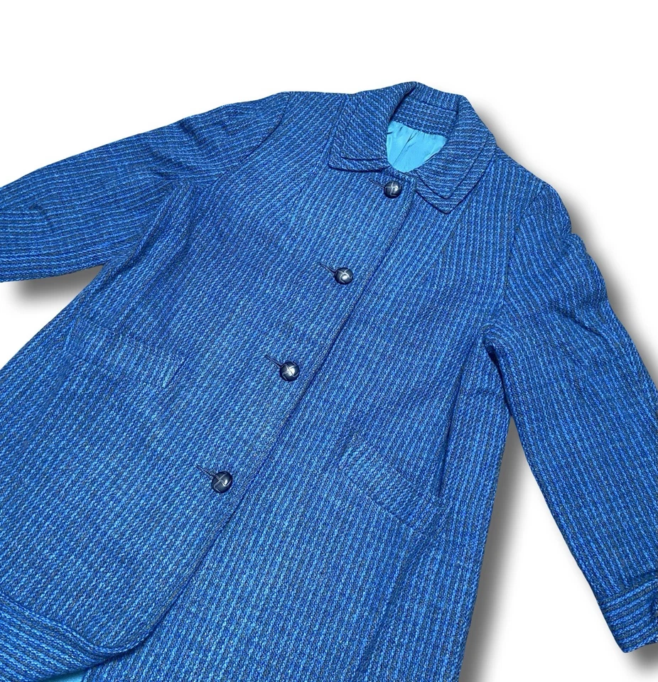 Abrigo de lana virgen Harris Tweed escocés vintage años 60 para mujer abrigo mediano Foto 2 de 4