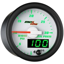 52mm White MaxTow 30,000 PSI Fuel Rail Pressure Gauge
