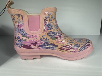 #ad GARDENLINE Garden Rubber Boots Ladies Size 9 Pink Floral Elastic New In Box $28.99