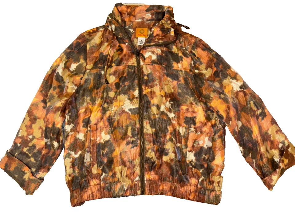 Ruby Rd Jacket Abstract Print Rust Green Full Zip Womens Size 8 Mock Neck - Image 2 of 4