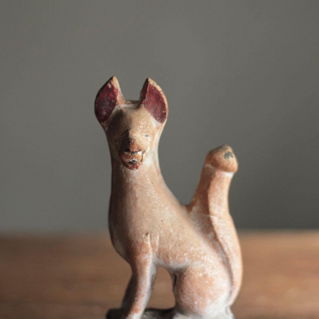Inari Fox God Statue Pottery Antique Japanese Meiji Era Shinto Shrine 6 inch