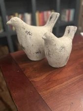 Antique Earthenware Rustic Heavy Clay Decorative Set of Artistic Bird Figurines