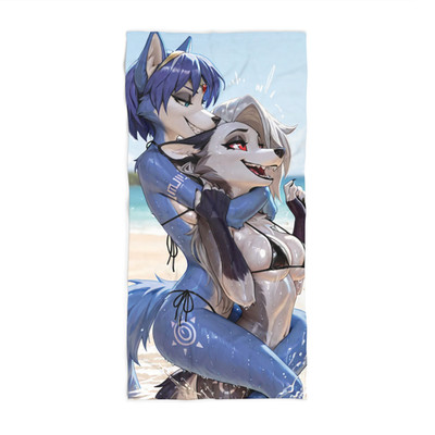 Loona x Krystal Beach Towel , Summer Essentials, Furry, Anthro, Yiff, Sexy