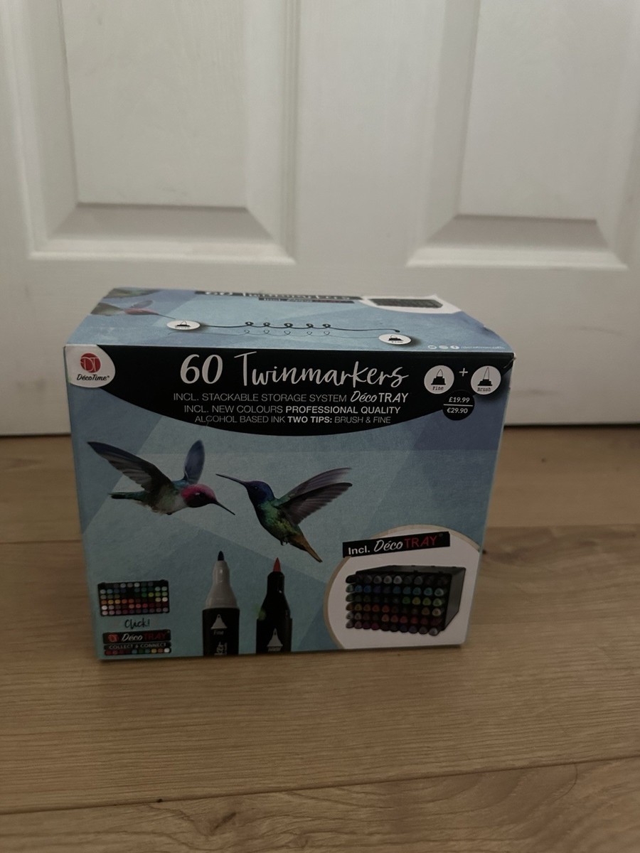 Deco-time Twin Markers 60-Pack with Tray Alcohol-Based Ink UK