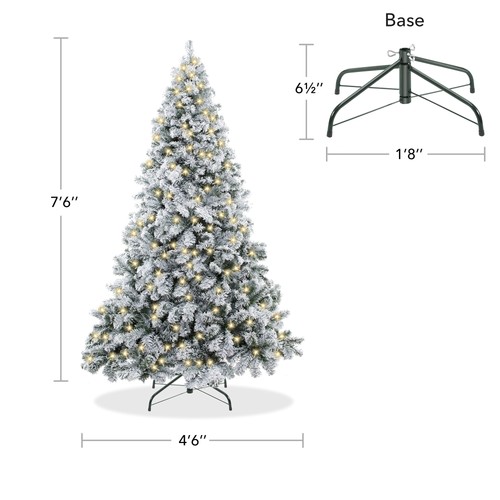 7.5FT Pre-Lit Snow-Flocked Pine Realistic Artificial Holiday Christmas Tree - Picture 6 of 7
