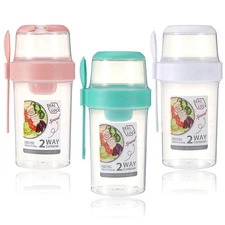 3Pcs Salad Shaker Cups with Lids & Forks Lunch Meal Container Vegetable Fruit