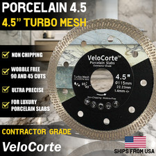 VeloCorte 4.5" Turbo Mesh Diamond Tile Saw Blade - Porcelain, Ceramic, Dekton