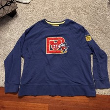 Disney Parks Mens Faded Navy Mickey Mouse D Logo Varsity Sweatshirt 3XL Pullover
