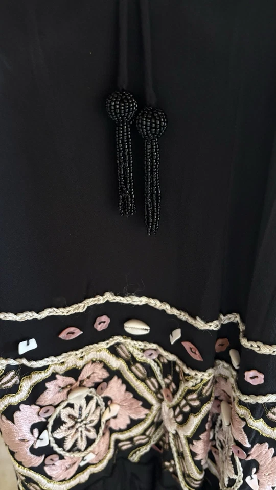 Sue Wong Dress Womens Size 0 Black Silk Floral Embroidered Vintage - Image 4 of 4