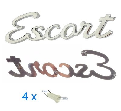 FORD Escort MK1 emblem badge ''Escort'' boot lid chromed incl.