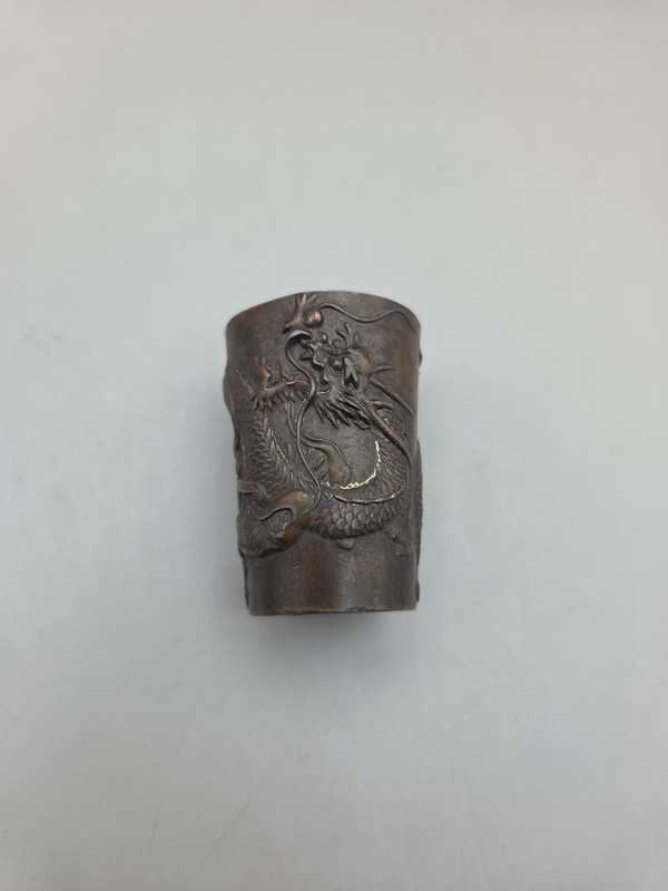 Antique Chinese 3 Claw Dragon Bronze Coated Cup RARE?