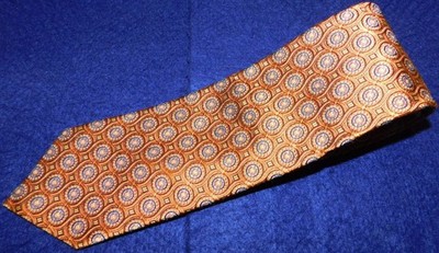 J. Z. RICHARDS MADE IN U.S.A. ORANGE/GOLD/BLUE MEDALLION PATTERN TIE - TIES.