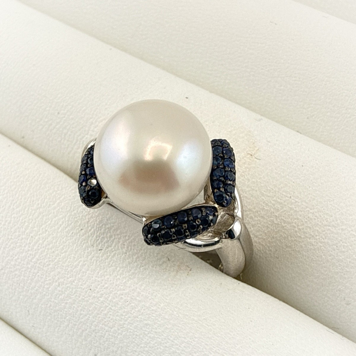 Honora Pearl Ring Sterling Silver 925 Blue White Button size 6 Quiet Luxury