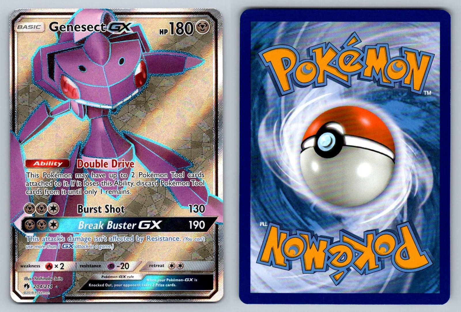 Genesect GX - Lost Thunder - Rare Ultra - 204/214 - Pokemon - NM