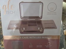 Glo Tech Beauty Case with LED Mirror Pink New in Box