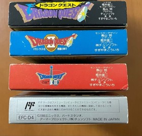 Dragon Quest I II III IV Famicom 4 Game Set CIB Tested Japan