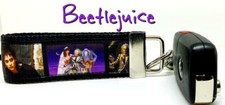Beetlejuice Key Fob Wristlet Keychain 1 1/4"wide Zipper pull Camera strap 
