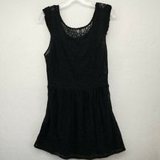BEBOP WOMENS DRESS BLACK LARGE L JUNIOR SLEEVELESS LACE LINED SCOOP NECK