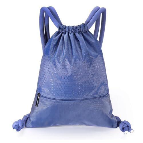 Drawstring Backpack Bag Sports Gym Sackpack Bag Basketball Bag Large Lblue