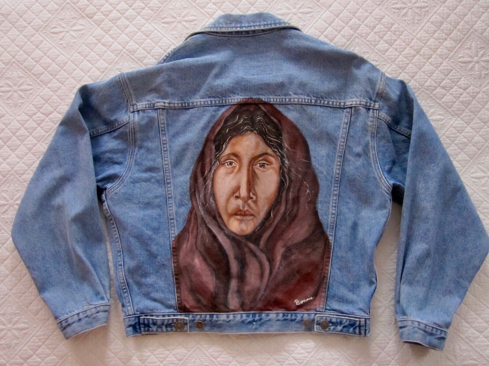 Hand Painted Native American Inspired Denim Jacket (U… - Gem