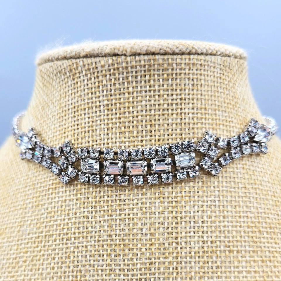 Collar gargantilla vintage baguette pera chaton estrás elegante collar perro 15" Foto 4 de 4