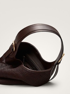 massimo dutti braided leather bolsa