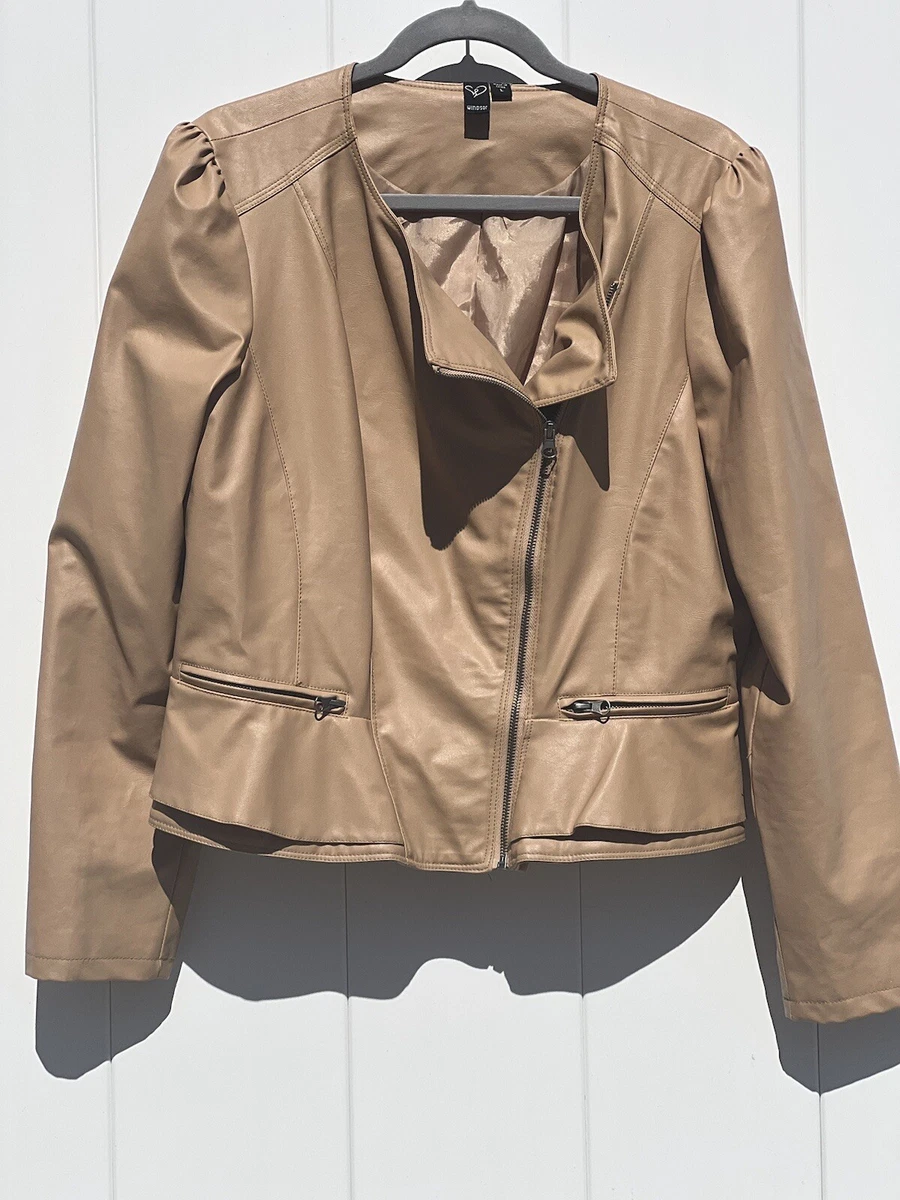 Ruffled faux leather clearance jacket