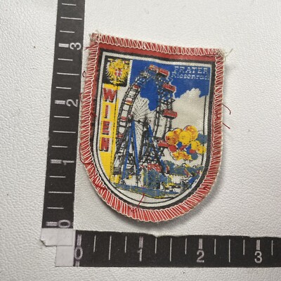 Vtg Vienna Austria WEIN PRATER AMUSEMENT PARK RIESENRAD FERRIS WHEEL Patch 18D6