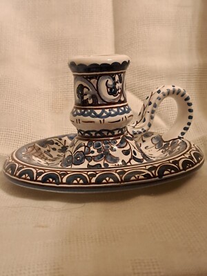 Rare Ceramica De Conimbriga  Portuguese Candlestick