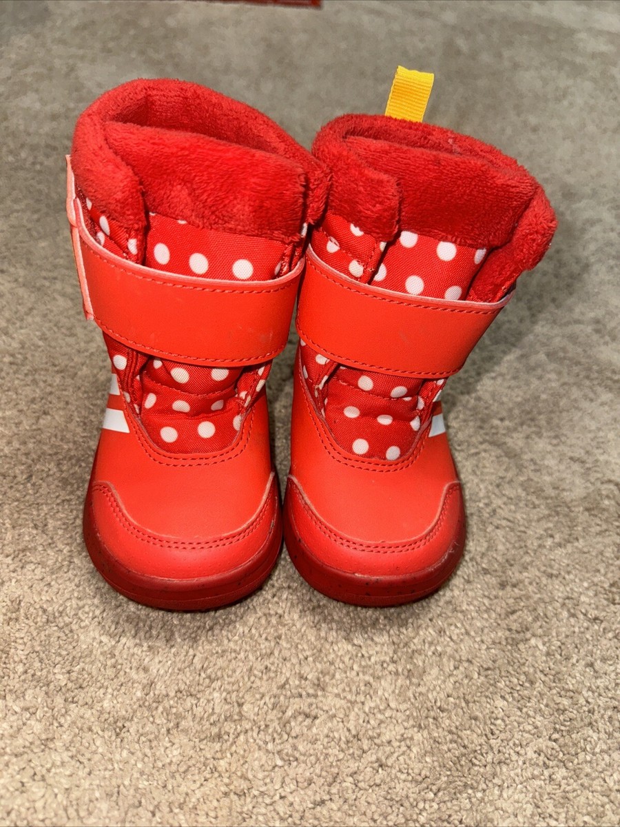 Adorable Disney x Adidas Winterplay Red Minnie Mouse Toddler Snow  Boots-Size