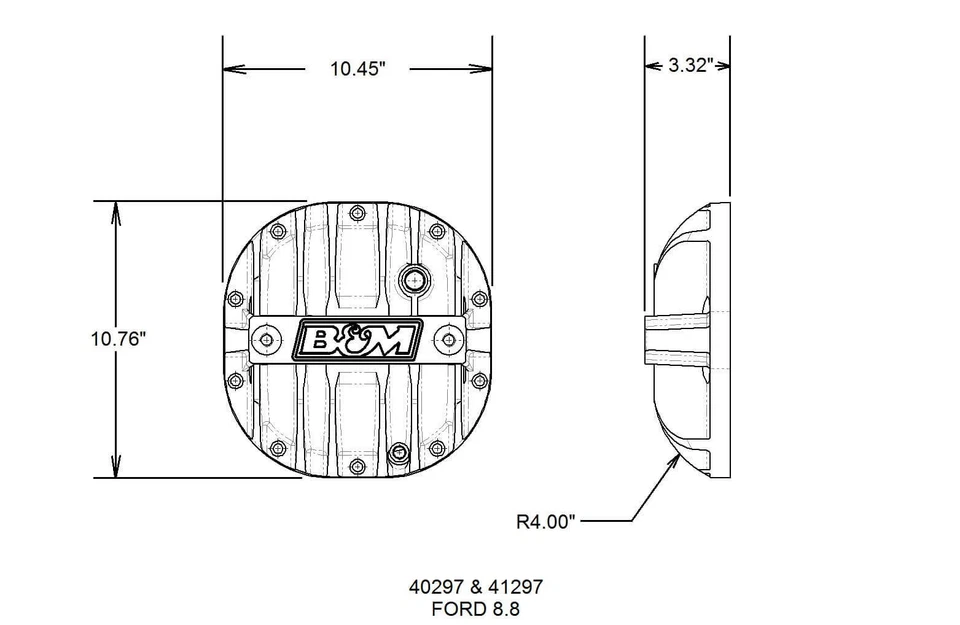 Cubierta diferencial de aluminio B&M Hi-Tek para Ford 8,8 pulgadas F-150 Mustang Ranger Foto 4 de 4