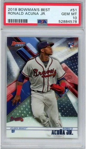 Graded 2018 Bowman's Best RONALD ACUNA JR #51 Rookie RC Baseball Card PSA 10