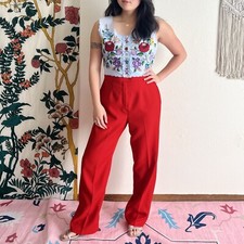 Vintage 60s/70s Red High Waisted Straight Leg Pants Women  s Size 10, 30  Waist