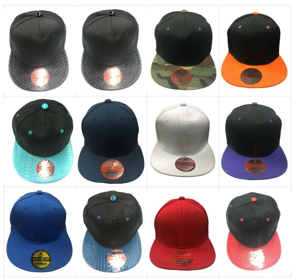 Kid's Plain Blank Snapback Baseball Flat Brim Adjustable Cap Hats