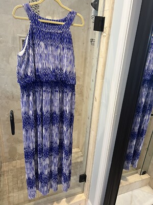 Chico Womens Purple Ikat Sleeveless Boat Neck Pleated Maxi Dress Size 3 |  eBay
