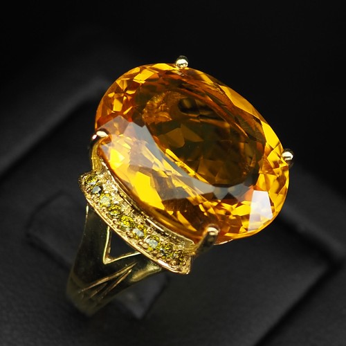 925 STERLING SILVER HANDMADE RINGS ESTATE YELLOW CITRINE OVAL 20CT SIZE 6.25 - Picture 4 of 9