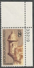 US. 1437. Sentry Morro Castle, San Juan 450 ANNIV.. Single w/Pl#. MNH. 1971