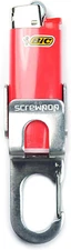 Bic Standard Full-Size Lighter Holder Keychain Multi Tool with Carabiner Clip an