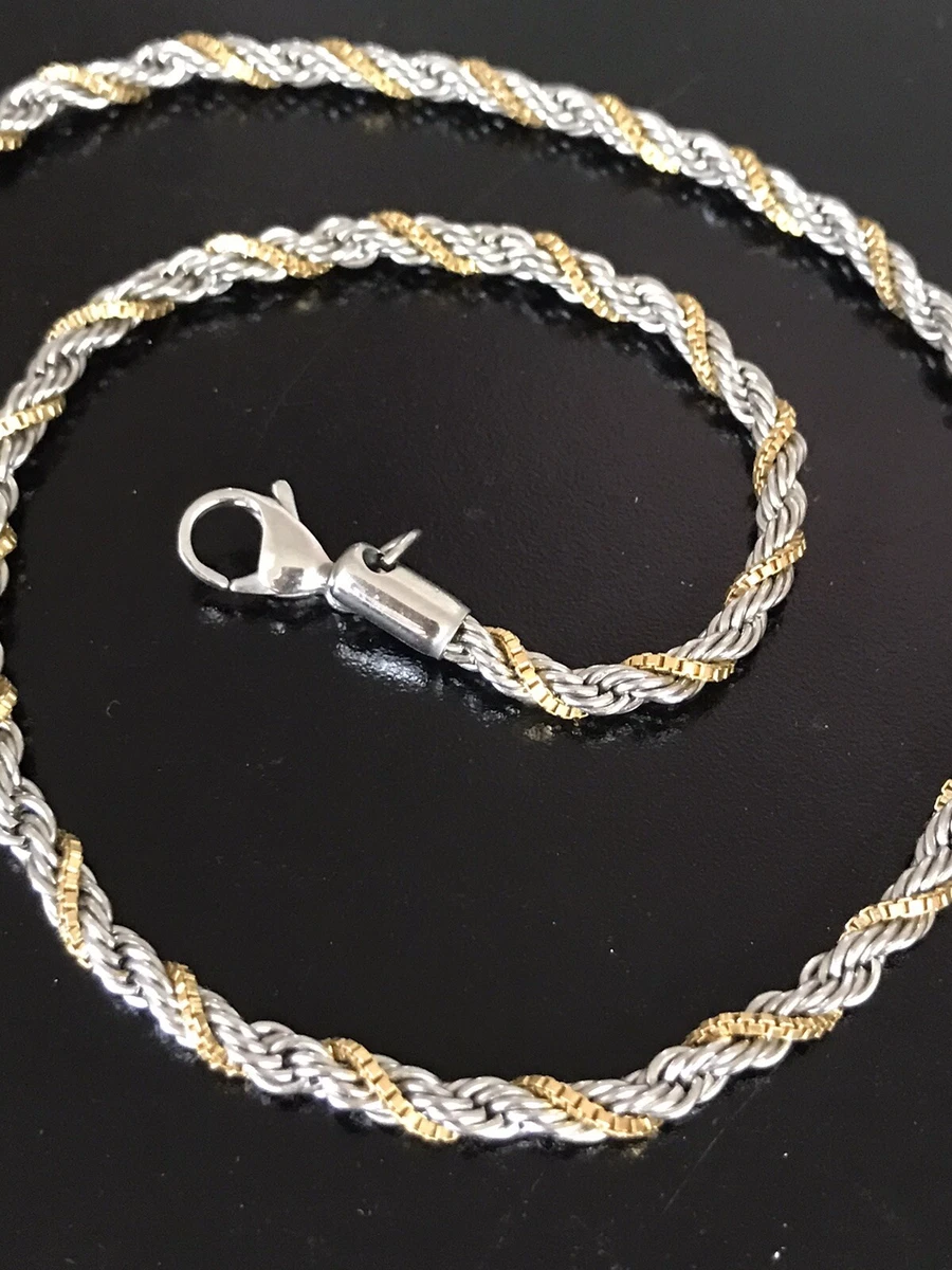 Edforce Stainless Steel Gold Silver Tone Chain Necklace 15