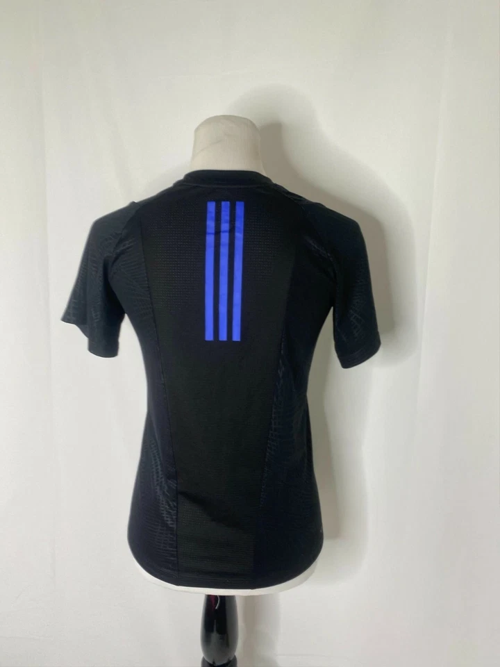 Boy's Medium Shirt Adidas Blue and Black Big Logo Athletic Short Sleeve - Image 3 of 4
